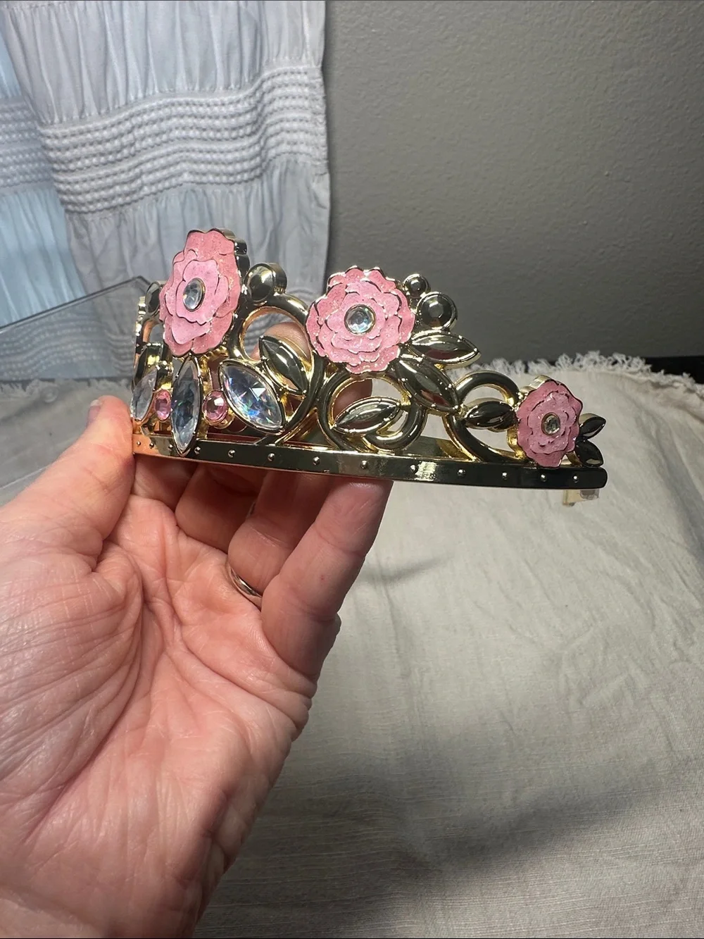 Gold and Pink Floral Tiara Metal Headband from Disney Parks NWT